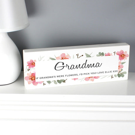 Personalised Floral Wooden Block Sign: 1 - Signs & Plaques By Gift Moments