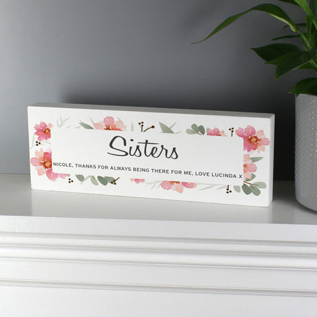 Personalised Floral Wooden Block Sign: 5 - Signs & Plaques By Gift Moments