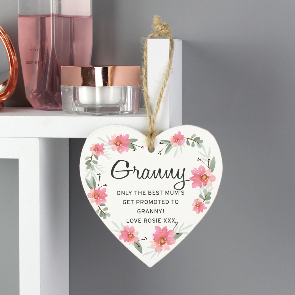 Personalised Floral Wooden Heart Decoration: 3 - Decorations By Gift Moments