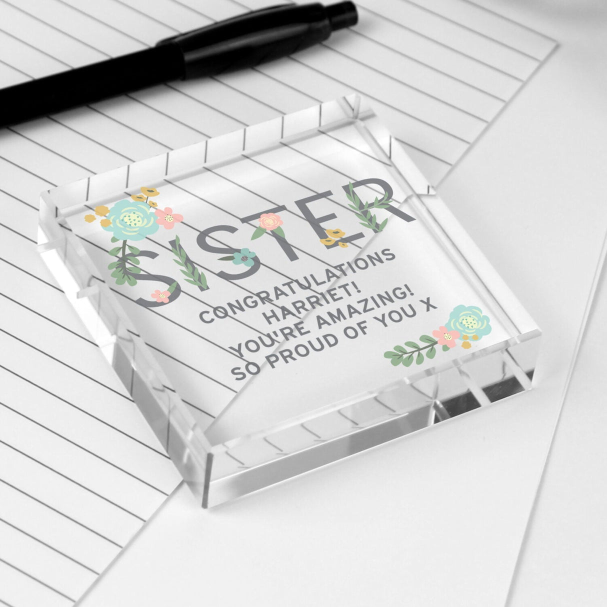 Personalised Crystal Token for Sisters: 2 - Crystal Tokens By Gift Moments