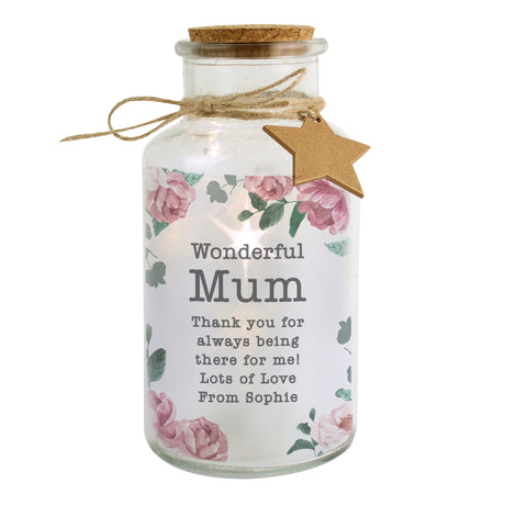 Personalised Floral Watercolour LED Glass Jar: 5 - LED Lighting By Gift Moments