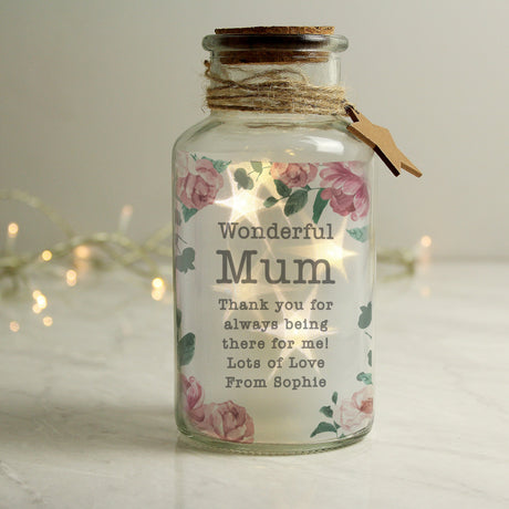 Personalised Floral Watercolour LED Glass Jar: 2 - LED Lighting By Gift Moments