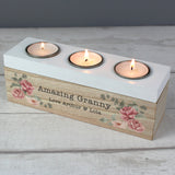 Personalised Floral Watercolour Tealight Holder Box: 2 - Candle Holders By Gift Moments