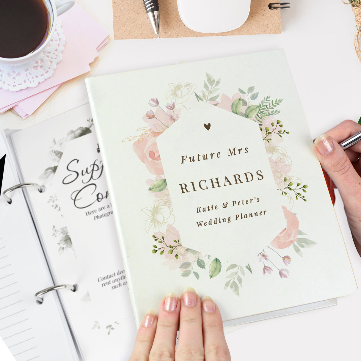 Personalised Floral Watercolour Wedding Planner: 1 - Calendars & Planners By Gift Moments