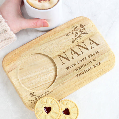 Personalised Floral Wooden Coaster Tray: 5 - Coasters By Gift Moments