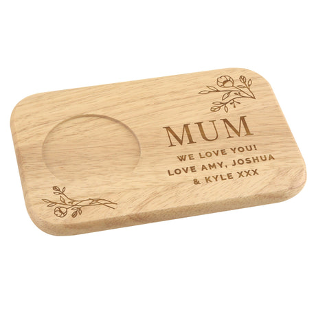 Personalised Floral Wooden Coaster Tray: 6 - Coasters By Gift Moments