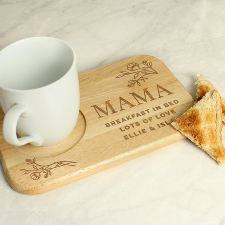 Personalised Floral Wooden Coaster Tray: 2 - Coasters By Gift Moments