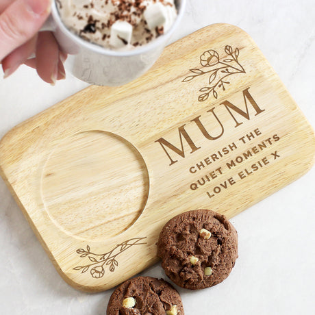 Personalised Floral Wooden Coaster Tray: 3 - Coasters By Gift Moments