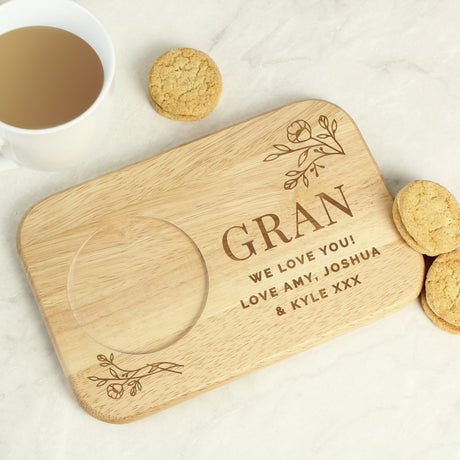 Personalised Floral Wooden Coaster Tray: 1 - Coasters By Gift Moments