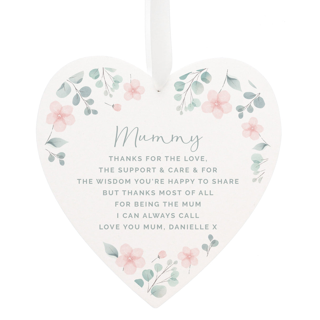 Personalised Floral Wooden Heart Decoration: 5 - Decorations By Gift Moments