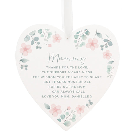 Personalised Floral Wooden Heart Decoration: 5 - Decorations By Gift Moments