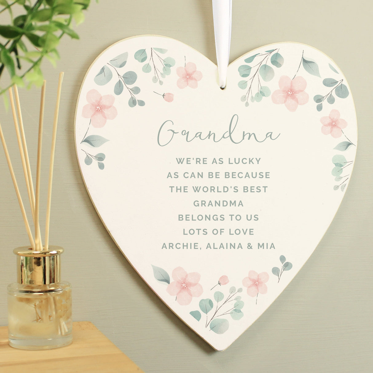 Personalised Floral Wooden Heart Decoration: 2 - Decorations By Gift Moments