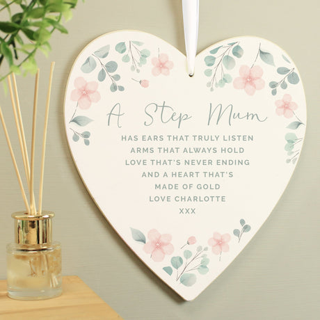 Personalised Floral Wooden Heart Decoration: 3 - Decorations By Gift Moments