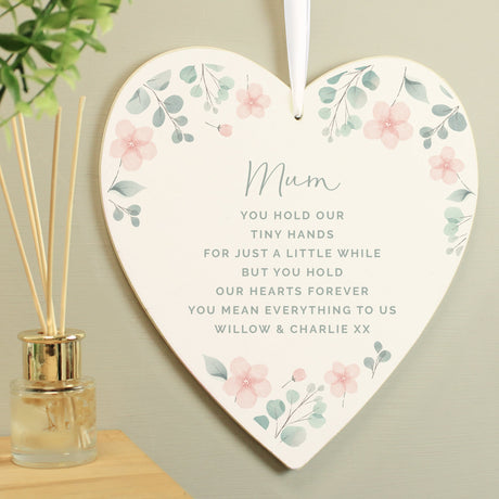 Personalised Floral Wooden Heart Decoration: 6 - Decorations By Gift Moments