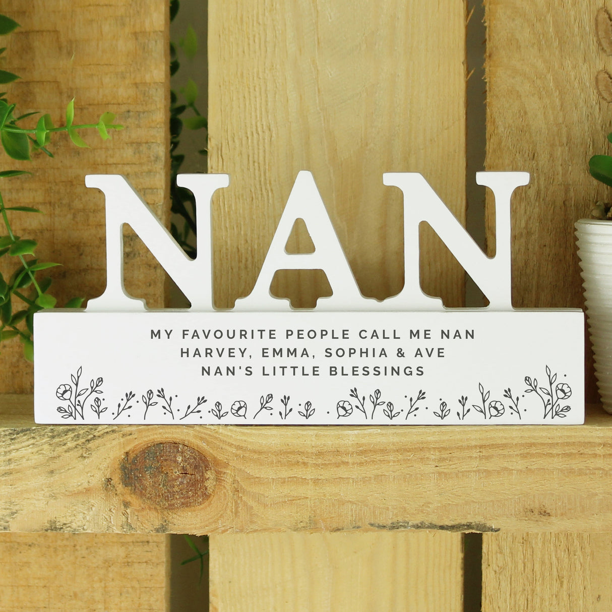 Personalised Wooden Floral Nan Ornament: 3 - Ornaments By Gift Moments