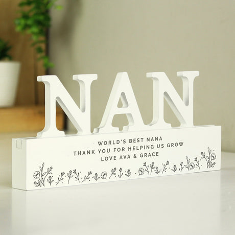 Personalised Wooden Floral Nan Ornament: 4 - Ornaments By Gift Moments