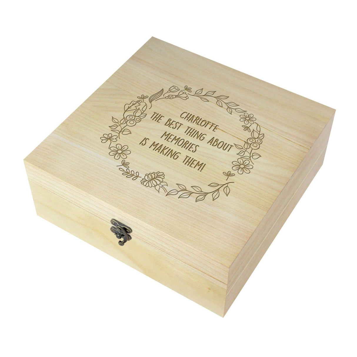 Personalised Floral Wreath Wooden Keepsake Box: 5 - Keepsake Boxes By Gift Moments