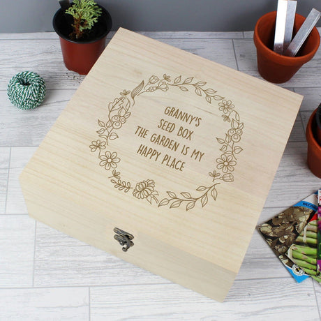 Personalised Floral Wreath Wooden Keepsake Box: 1 - Keepsake Boxes By Gift Moments