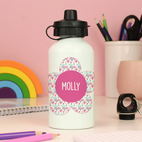 Personalised Flower Aluminium Drinks Bottle: 2 - Kids Bottles By Gift Moments