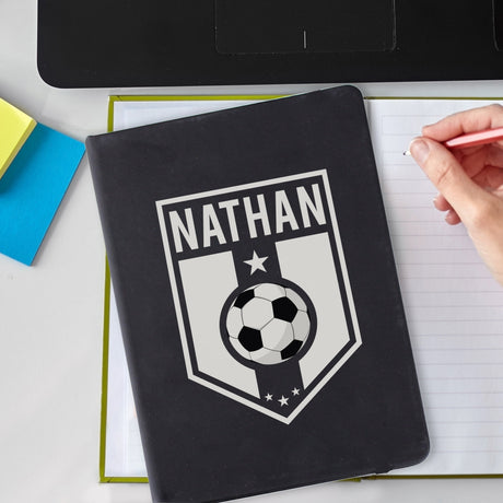 Personalised Black Football Badge Notebook: 2 - Notebooks By Gift Moments