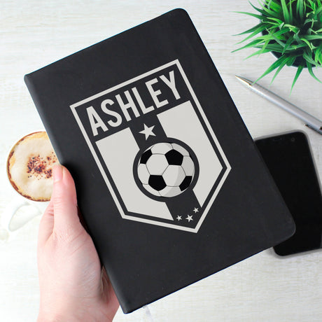 Personalised Black Football Badge Notebook: 1 - Notebooks By Gift Moments