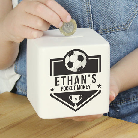 Personalised Football Badge Ceramic Money Box: 2 - Money Boxes By Gift Moments