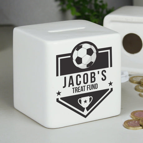 Personalised Football Badge Ceramic Money Box: 6 - Money Boxes By Gift Moments