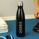 Personalised Black Metal Football Drinks Bottle: 4 - Water Bottles By Gift Moments