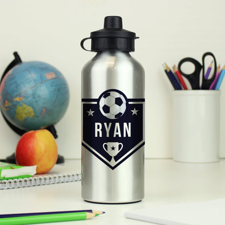 Personalised Silver Football Drinks Bottle: 1 - Kids Bottles By Gift Moments