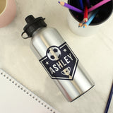 Personalised Silver Football Drinks Bottle: 3 - Kids Bottles By Gift Moments