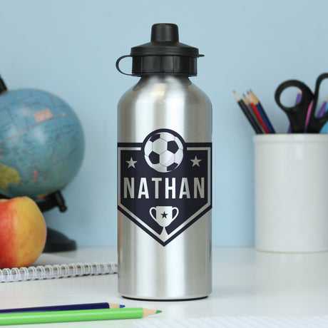 Personalised Silver Football Drinks Bottle: 2 - Kids Bottles By Gift Moments