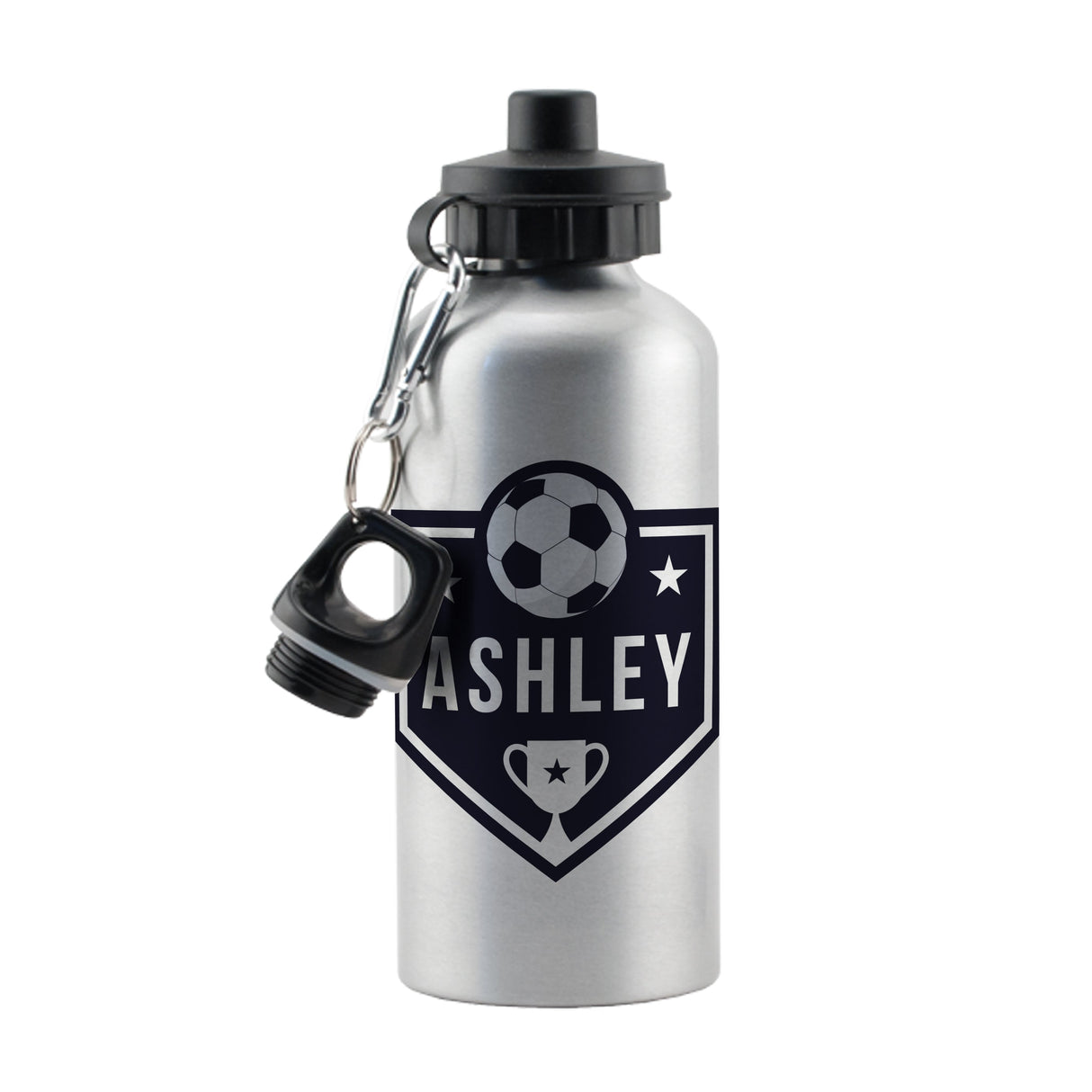 Personalised Silver Football Drinks Bottle: 5 - Kids Bottles By Gift Moments