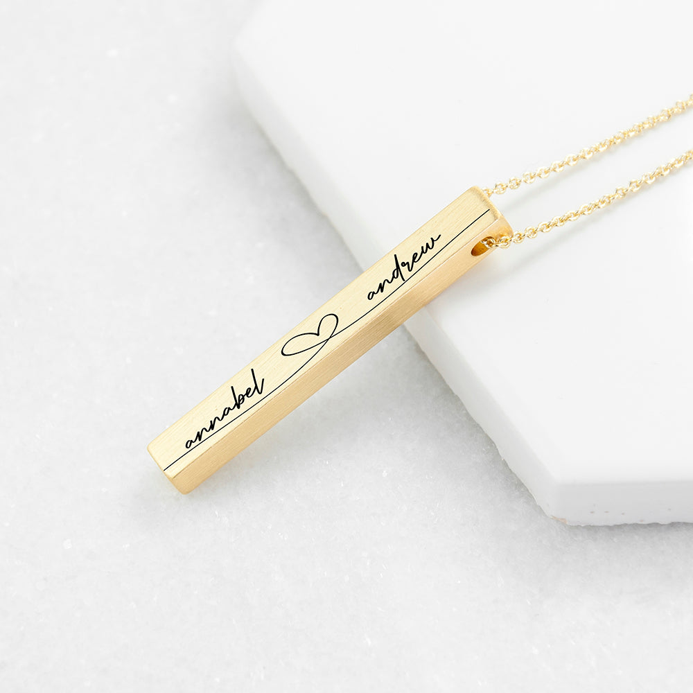 Personalised Forever & Always Vertical Bar Necklace Gold - Jewellery at Gift Moments