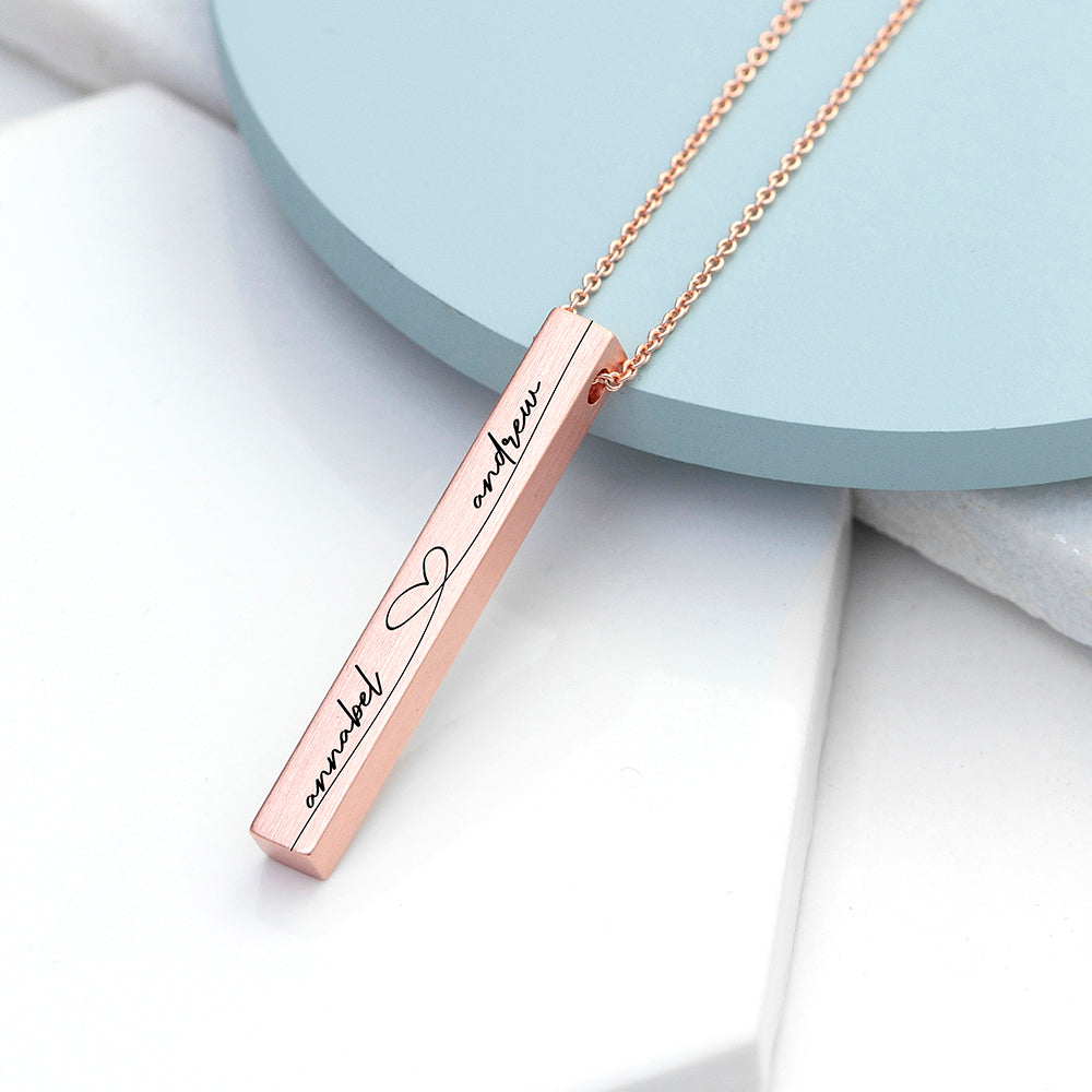 Personalised Forever & Always Vertical Bar Necklace Rose Gold - Jewellery at Gift Moments