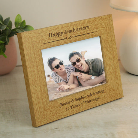 Personalised Oak Finish Landscape Photo Frame: 3 - Photo Frames By Gift Moments