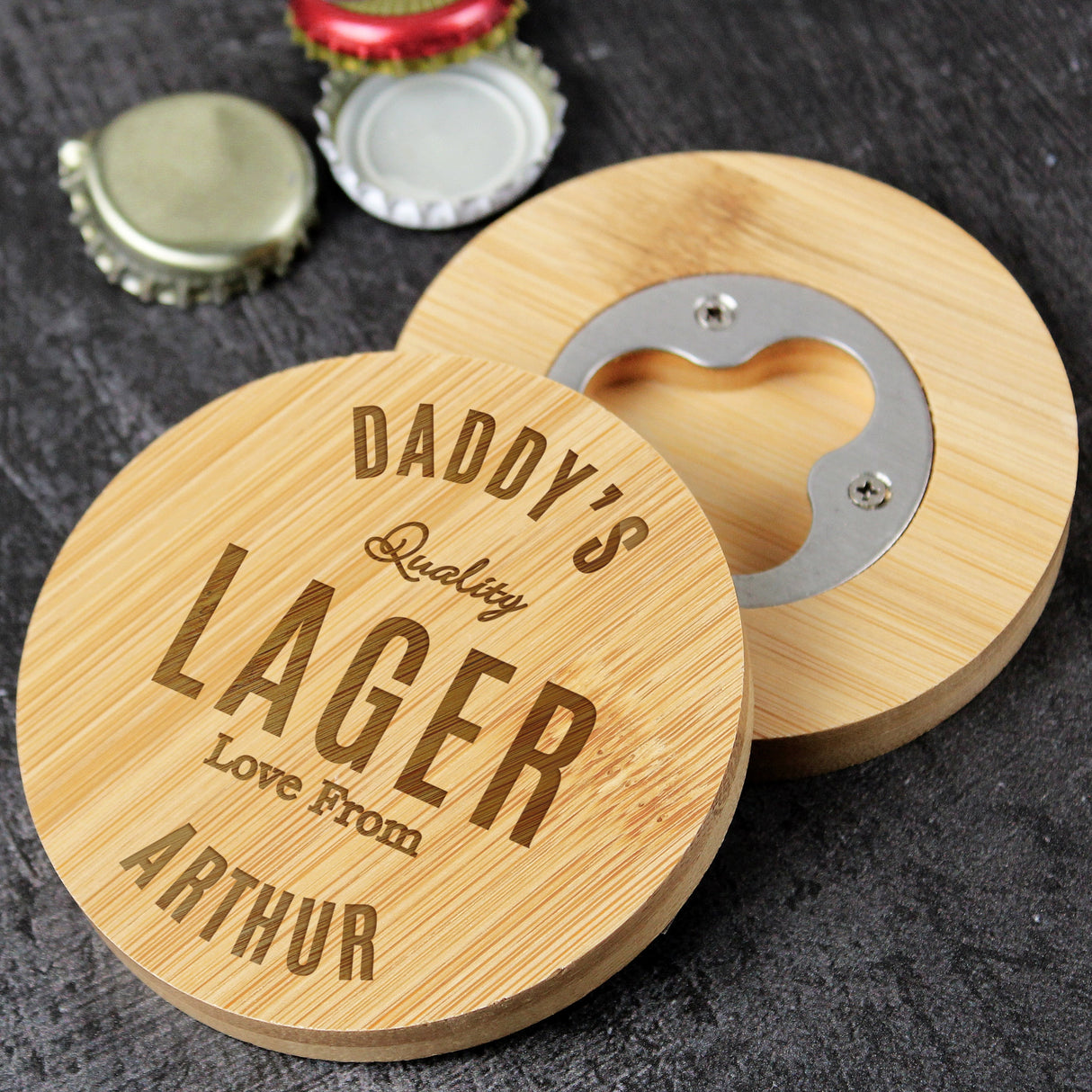 Personalised Bamboo Bottle Opener Coaster: 2 - Coasters By Gift Moments