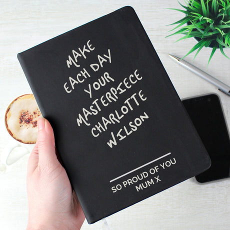 Personalised Black Hardback Notebook A5: 4 - Notebooks By Gift Moments