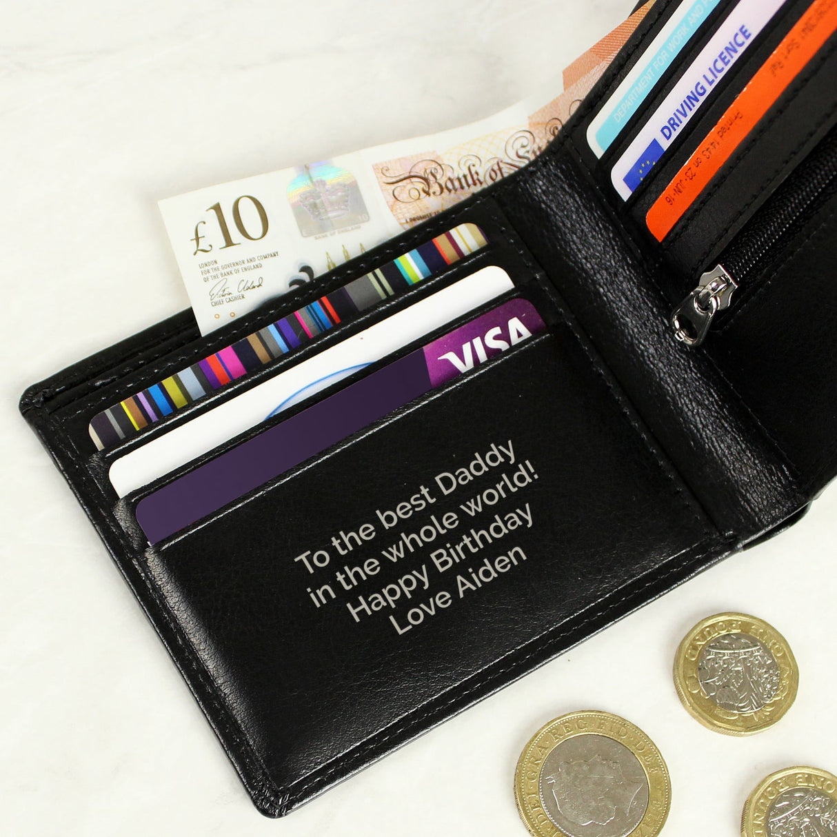 Personalised Black Leather Wallet: 2 - Wallets & Money Clips By Gift Moments