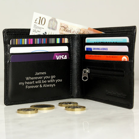 Personalised Black Leather Wallet: 3 - Wallets & Money Clips By Gift Moments