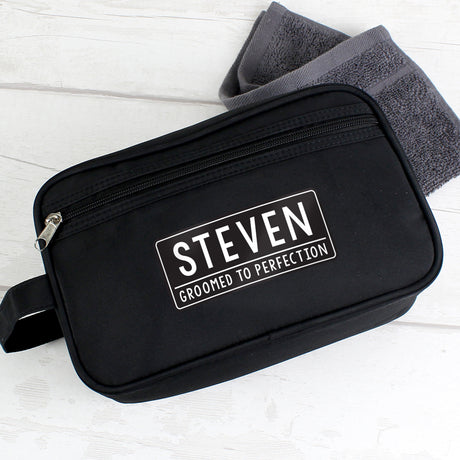 Personalised Black Wash Bag with Zip Pocket: 6 - Toiletry & Makeup Bags By Gift Moments