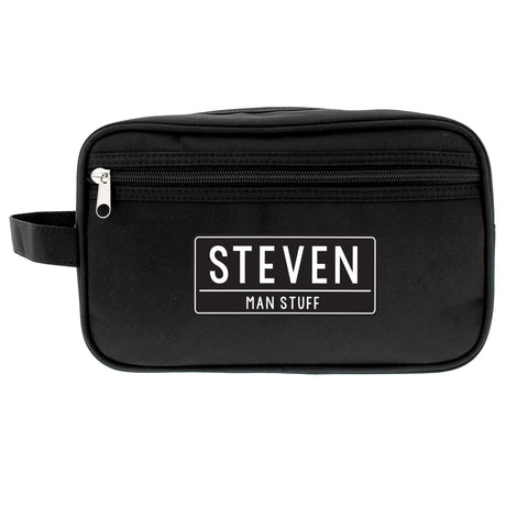 Personalised Black Wash Bag with Zip Pocket: 2 - Toiletry & Makeup Bags By Gift Moments