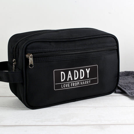 Personalised Black Wash Bag with Zip Pocket: 4 - Toiletry & Makeup Bags By Gift Moments