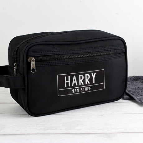 Personalised Black Wash Bag with Zip Pocket: 5 - Toiletry & Makeup Bags By Gift Moments