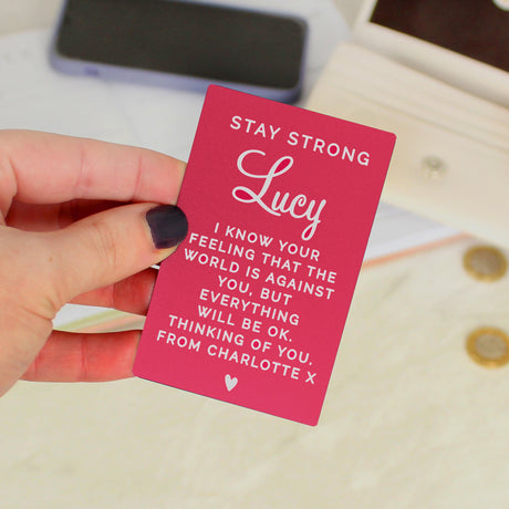 Personalised Free Text Cerise Wallet Card: 3 - Wallet Cards By Gift Moments