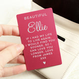 Personalised Free Text Cerise Wallet Card: 2 - Wallet Cards By Gift Moments