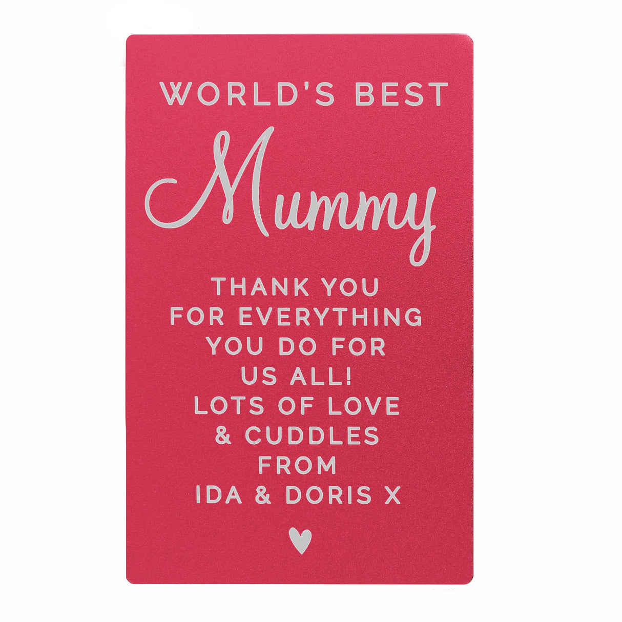 Personalised Free Text Cerise Wallet Card: 5 - Wallet Cards By Gift Moments