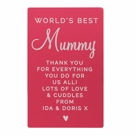 Personalised Free Text Cerise Wallet Card: 5 - Wallet Cards By Gift Moments