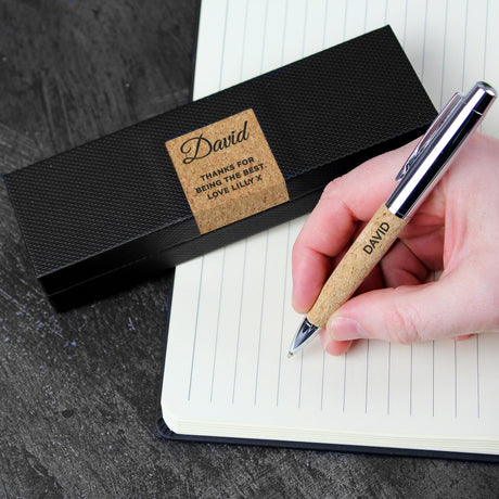 Personalised Cork Pen Set: 4 - Pens & Pencils By Gift Moments