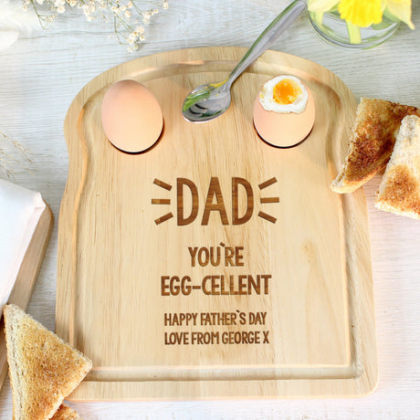 Personalised Egg & Toast Serving Board: 3 - Egg Cups By Gift Moments