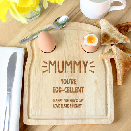 Personalised Egg & Toast Serving Board: 1 - Egg Cups By Gift Moments